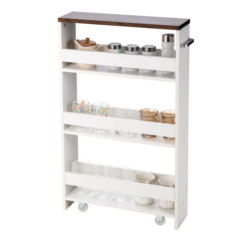 Narrow Rolling Storage Cart with Shelves for Kitchen and Bathroom