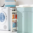 Narrow Rolling Storage Cart with Shelves for Kitchen and Bathroom