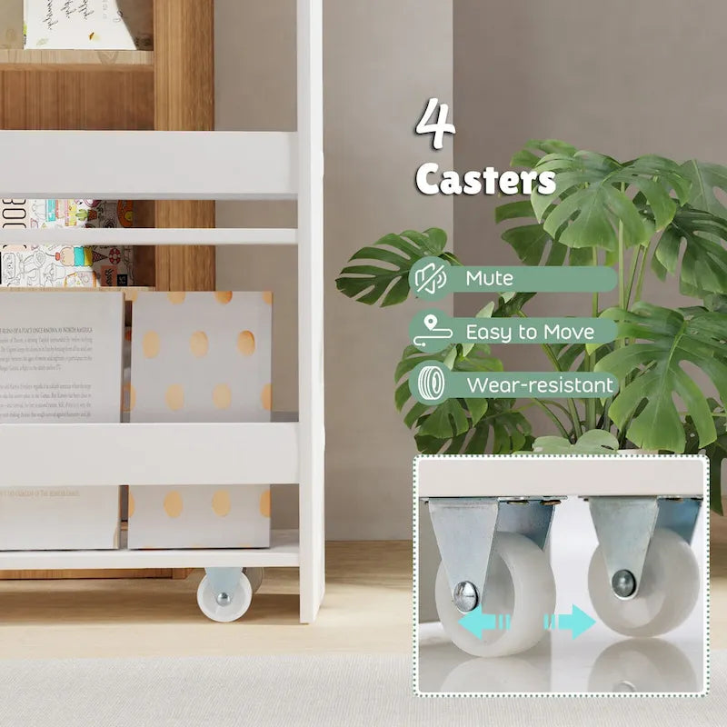 Narrow Rolling Storage Cart with Shelves for Kitchen and Bathroom