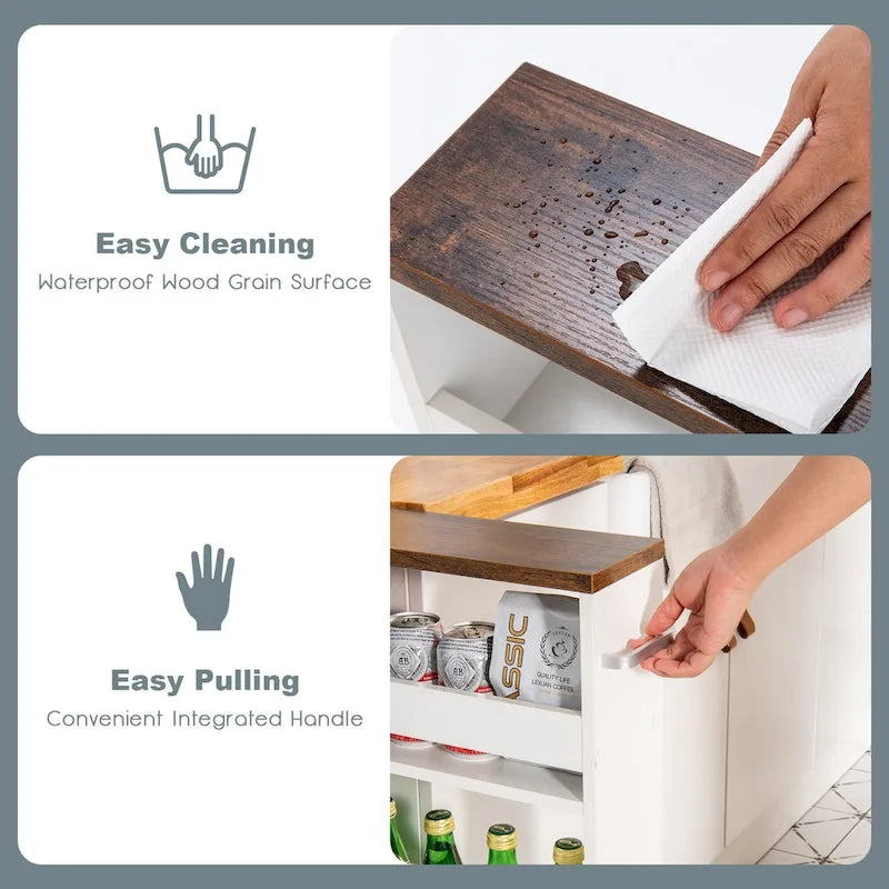 Narrow Rolling Storage Cart with Shelves for Kitchen and Bathroom