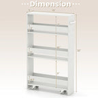 Narrow Rolling Storage Cart with Shelves for Kitchen and Bathroom