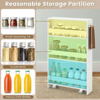 Narrow Rolling Storage Cart with Shelves for Kitchen and Bathroom