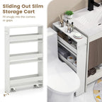 Narrow Rolling Storage Cart with Shelves for Kitchen and Bathroom