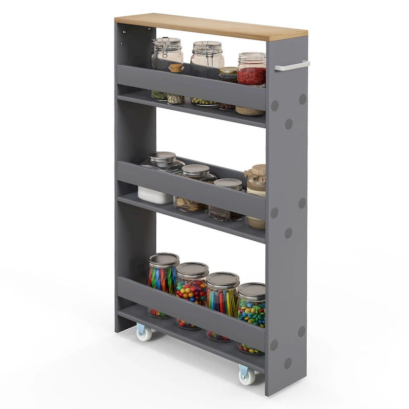 Narrow Rolling Storage Cart with Shelves for Kitchen and Bathroom