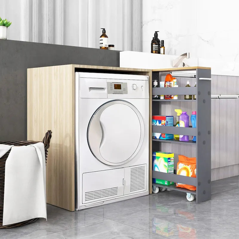 Narrow Rolling Storage Cart with Shelves for Kitchen and Bathroom