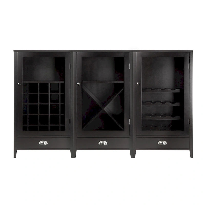 3-Pc Modular Wine Cabinet Set, Espresso - 22.64 x 15.75 x 40 inches