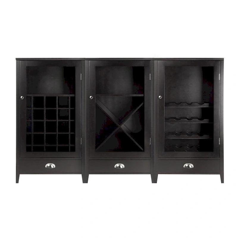 3-Pc Modular Wine Cabinet Set, Espresso - 22.64 x 15.75 x 40 inches