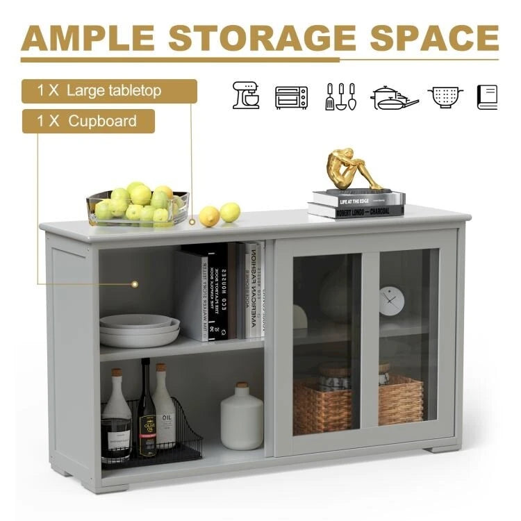 Sideboard Buffet Cupboard Storage Cabinet with Sliding Door - 42 x 13.0 x 24.5 (L x W x H)