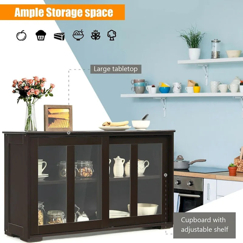 Sideboard Buffet Cupboard Storage Cabinet with Sliding Door - 42 x 13.0 x 24.5 (L x W x H)
