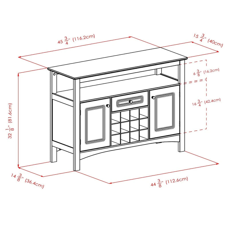 Jasper Buffet Cabinet, Black - 45.75 x 15.75 x 32.13 inches