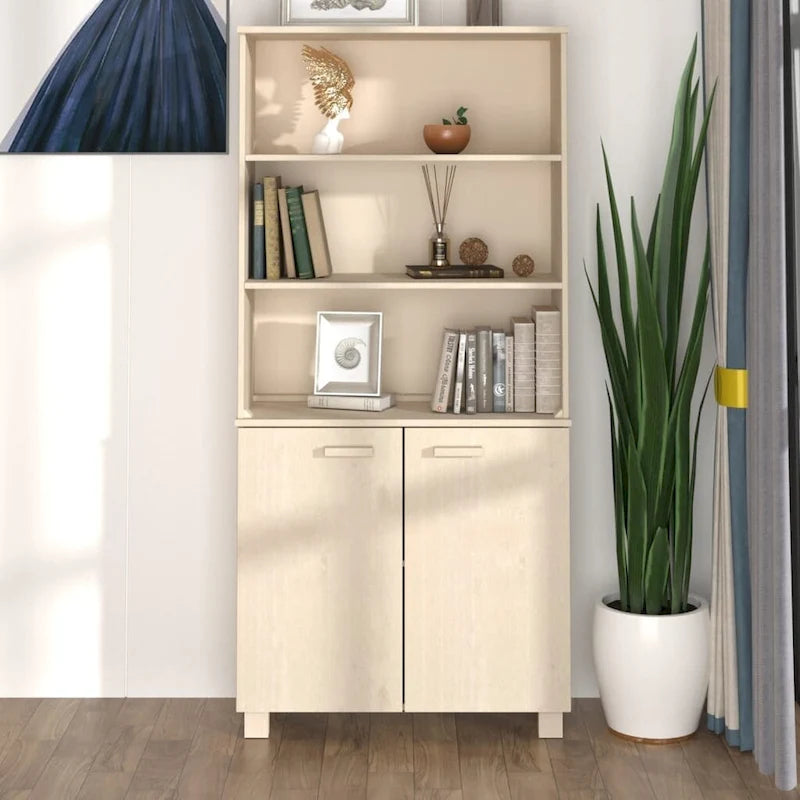 vidaXL Drawer Cabinet Bookshelf with Storage Shelves HAMAR Solid Wood Pine - 33.5 x 13.8 x 70.9