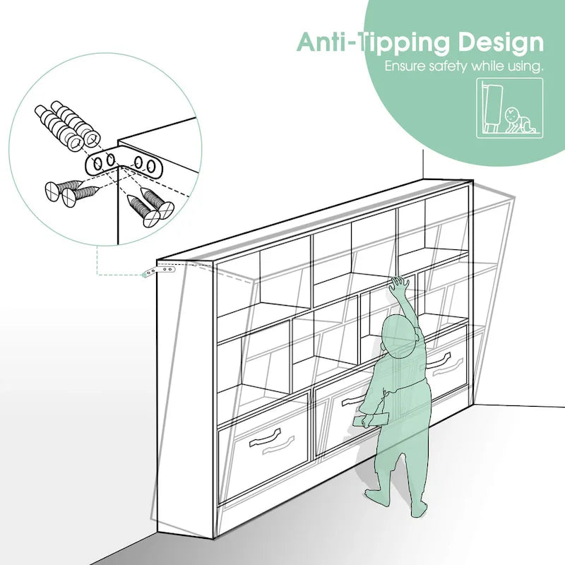 Ivinta 3-Tier Storage Bookcase for Kids, Simple Wood Display Cabinet for Bedroom