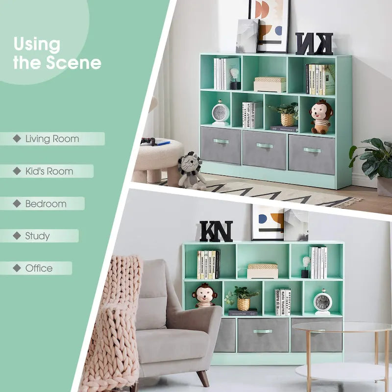 Ivinta 3-Tier Storage Bookcase for Kids, Simple Wood Display Cabinet for Bedroom