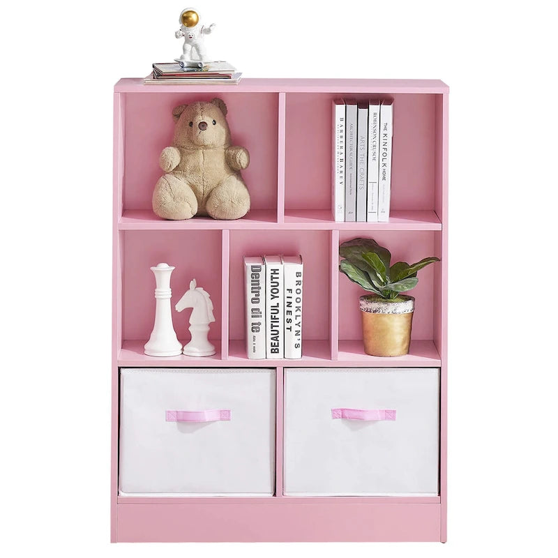 Ivinta 3-Tier Storage Bookcase for Kids, Simple Wood Display Cabinet for Bedroom