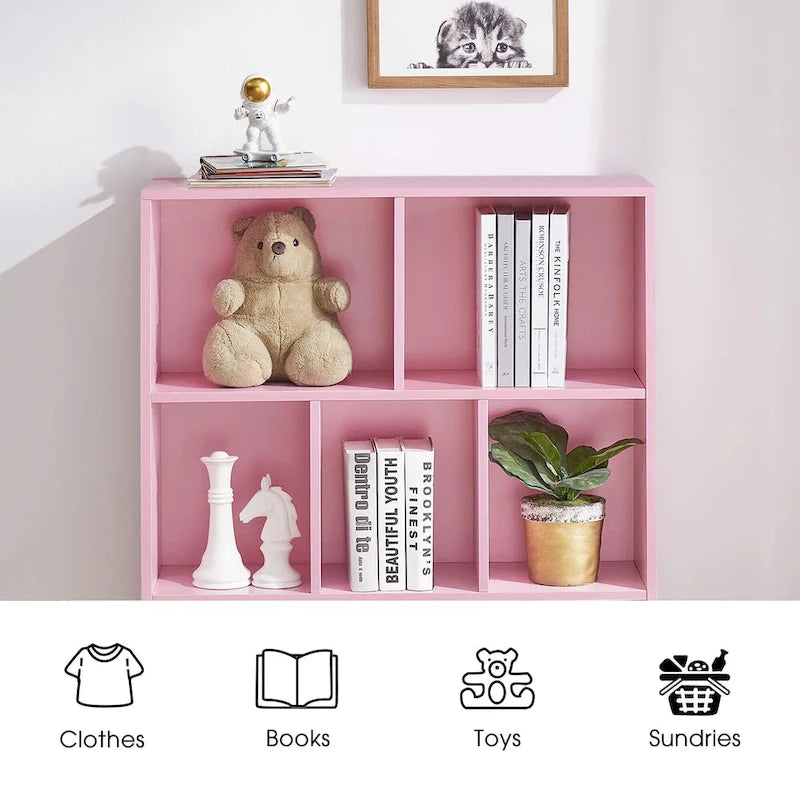 Ivinta 3-Tier Storage Bookcase for Kids, Simple Wood Display Cabinet for Bedroom