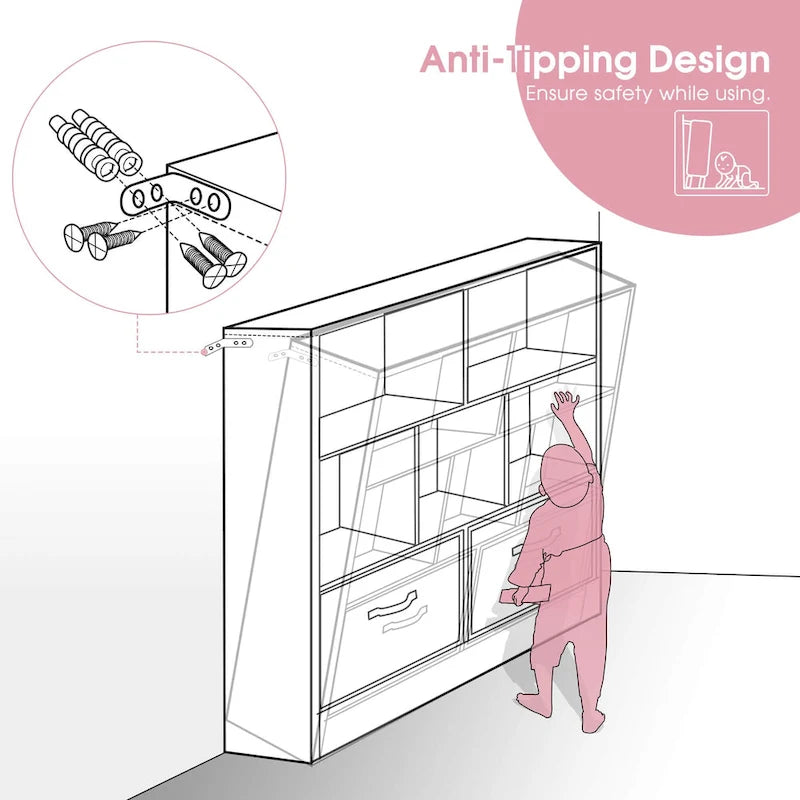 Ivinta 3-Tier Storage Bookcase for Kids, Simple Wood Display Cabinet for Bedroom