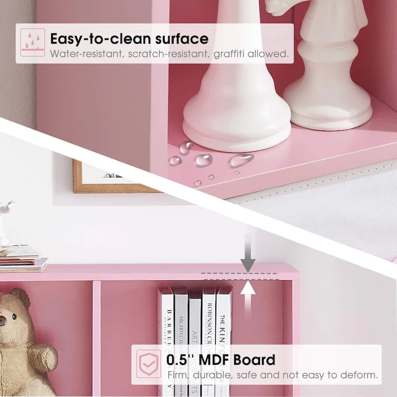 Ivinta 3-Tier Storage Bookcase for Kids, Simple Wood Display Cabinet for Bedroom