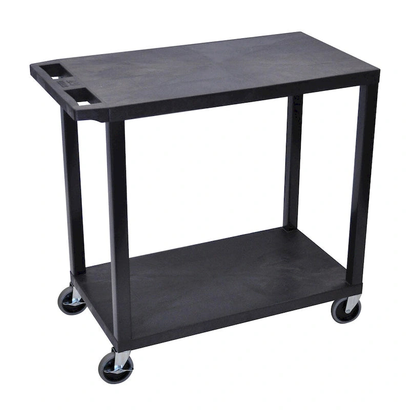 Luxor Plastic Black High Capacity 2-flat Shelf Cart