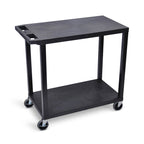 Luxor Plastic Black High Capacity 2-flat Shelf Cart