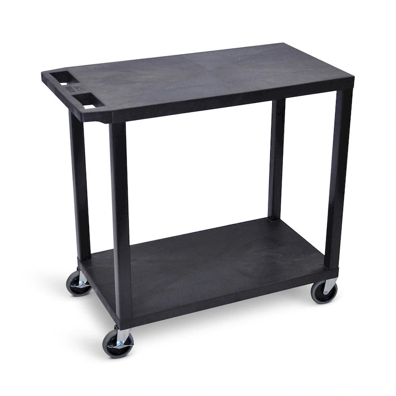 Luxor Plastic Black High Capacity 2-flat Shelf Cart