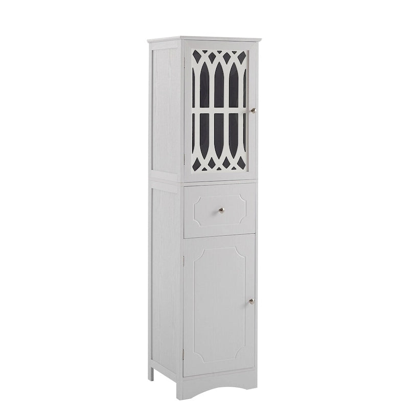 64 Tall Freestanding Bathroom Cabinet with Drawer and Adjustable Shelf