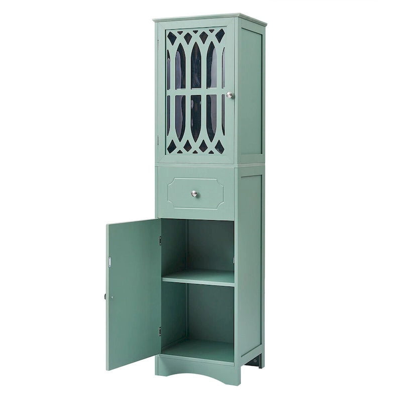 64 Tall Freestanding Bathroom Cabinet with Drawer and Adjustable Shelf