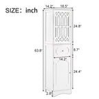 64 Tall Freestanding Bathroom Cabinet with Drawer and Adjustable Shelf