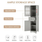 64 Tall Freestanding Bathroom Cabinet with Drawer and Adjustable Shelf