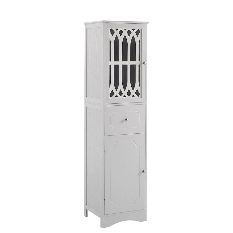64 Tall Freestanding Bathroom Cabinet with Drawer and Adjustable Shelf