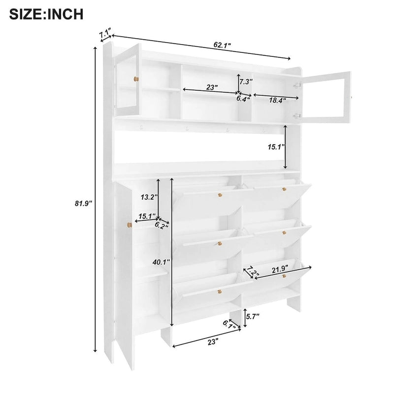 Merax Multifunctional Shoe Cabinet with Storage Shelf & 6 Flip Drawers