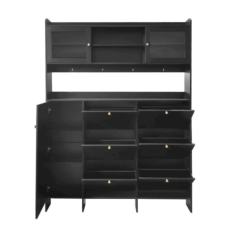 Merax Multifunctional Shoe Cabinet with Storage Shelf & 6 Flip Drawers