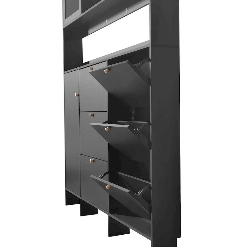 Merax Multifunctional Shoe Cabinet with Storage Shelf & 6 Flip Drawers