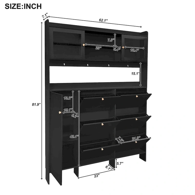 Merax Multifunctional Shoe Cabinet with Storage Shelf & 6 Flip Drawers