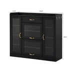 Elegant Wooden Shoe Storage Cabinet with Gold Metal Handles