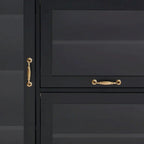 Elegant Wooden Shoe Storage Cabinet with Gold Metal Handles