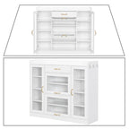 Elegant Wooden Shoe Storage Cabinet with Gold Metal Handles