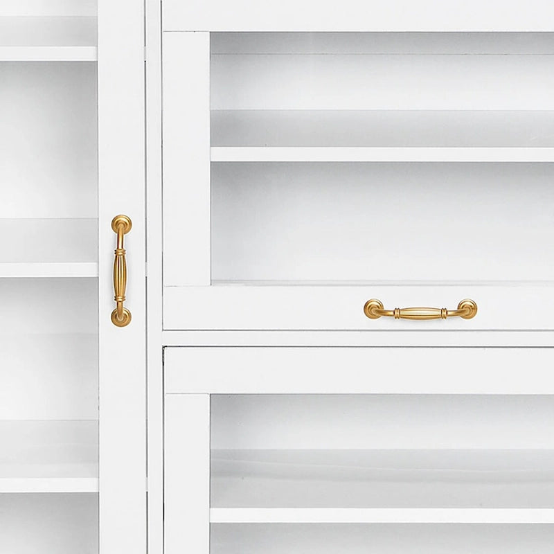 Elegant Wooden Shoe Storage Cabinet with Gold Metal Handles