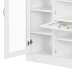 Elegant Wooden Shoe Storage Cabinet with Gold Metal Handles