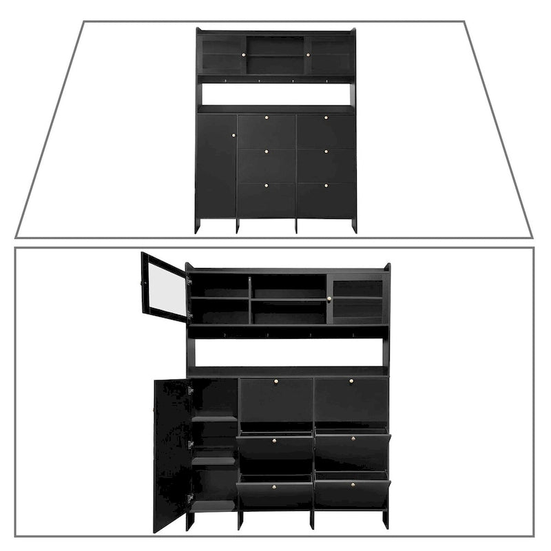 Classic Multifunctional Freestanding Tall Shoe Storage Cabinet