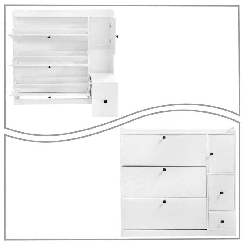 Minimalist Multifunctional Shoe Storage Cabinet with Pull Down Seat