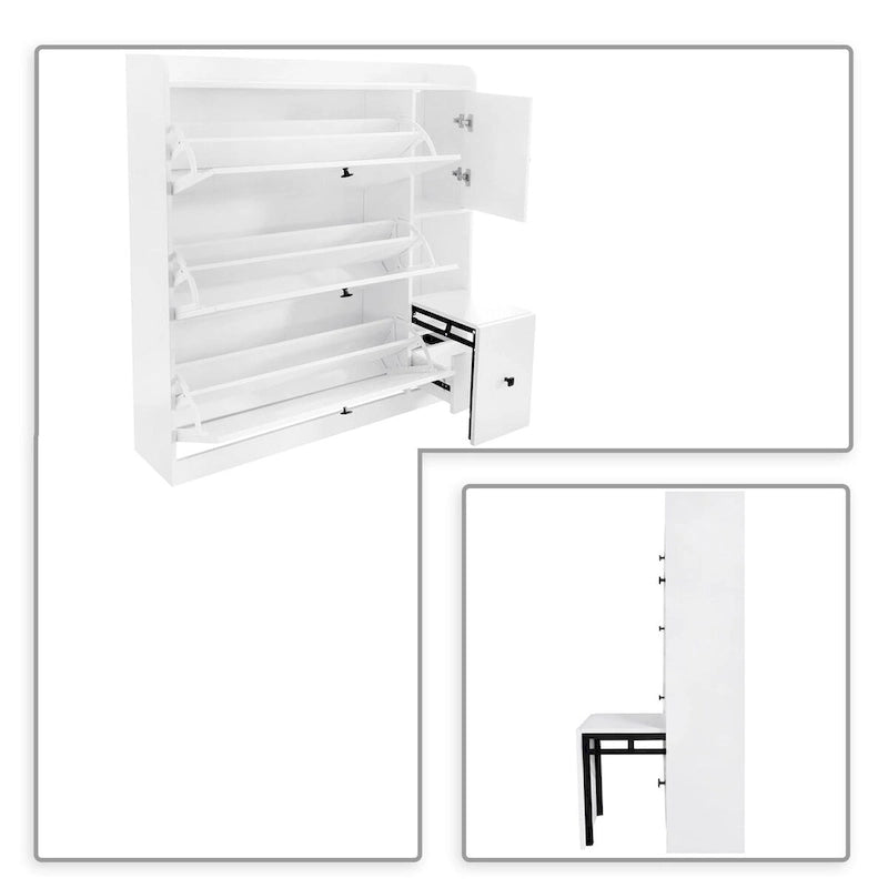 Minimalist Multifunctional Shoe Storage Cabinet with Pull Down Seat