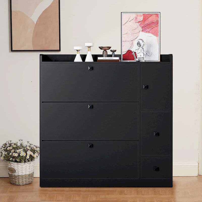 Minimalist Multifunctional Shoe Storage Cabinet with Pull Down Seat