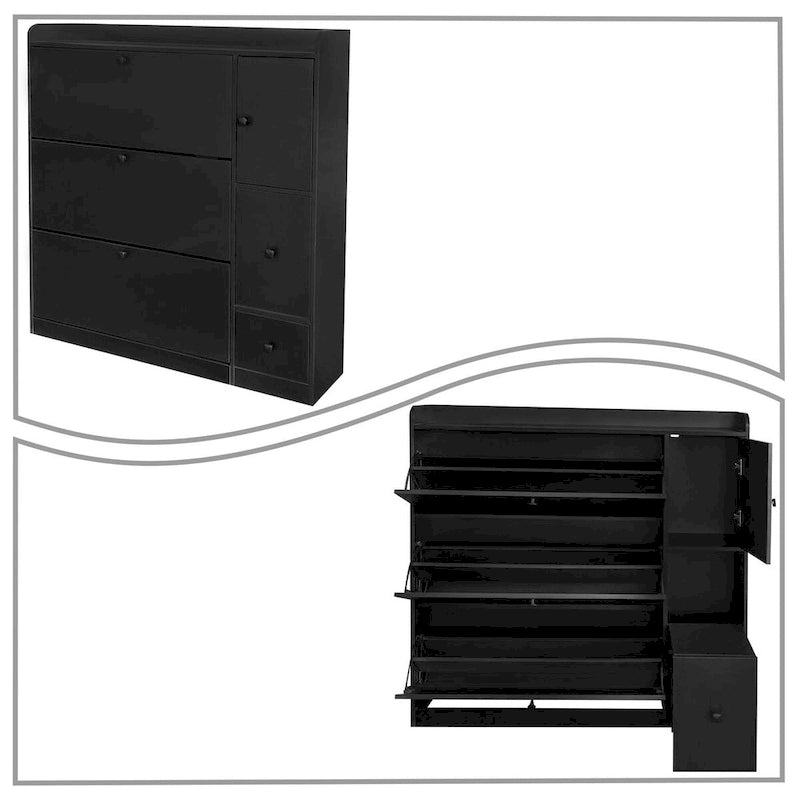Minimalist Multifunctional Shoe Storage Cabinet with Pull Down Seat