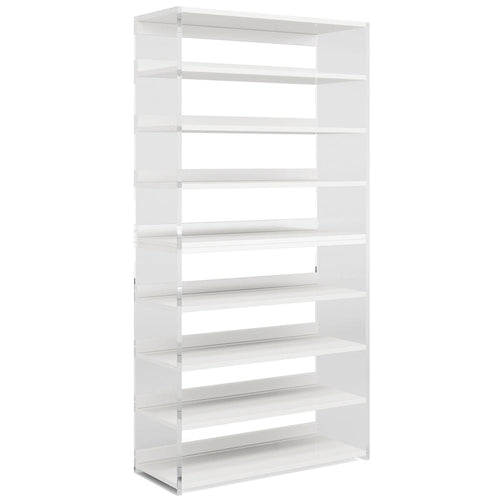 9-Tier Wood Shoe Storage Rack with Acrylic Side for Entryway