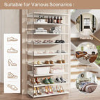 9-Tier Wood Shoe Storage Rack with Acrylic Side for Entryway
