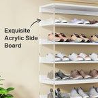 9-Tier Wood Shoe Storage Rack with Acrylic Side for Entryway