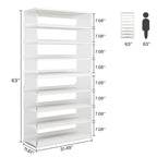 9-Tier Wood Shoe Storage Rack with Acrylic Side for Entryway