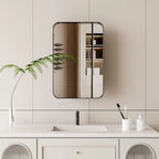 16x24 Inch Recessed Black Metal Framed Medicine Cabinet with Mirror and Adjustable Shelves - 16x24 Inch