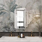 16x24 Inch Recessed Black Metal Framed Medicine Cabinet with Mirror and Adjustable Shelves - 16x24 Inch