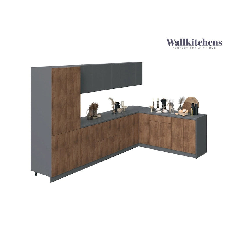 Kitchen Prestige Collection Natural Teak & Black Color Base Size 11Ft Wide - 138x85